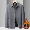Jaqueta masculina 2026 outono e inverno gola estilo workwear para jovens e meia-idade negócios quente espessada de lã para deslocamento casaco externo casual