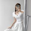 Camiseta de manga corta para mujer, estilo americano, retro, de espina de pescado, irregular, sexy, ajustada, corta, con el ombligo al descubierto, de moda.