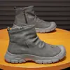 Botas de trabajo de alta caña vintage para hombre para otoño, zapatos versátiles para hombre para senderismo al aire libre, trabajo y uso casual.