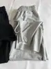 Pantalones de Chándal de Felpa 85% Algodón para Mujer, Nuevo Estilo Primavera y Otoño, Pantalones Deportivos con Dobladillo Crudo, Pantalones de Pierna Recta con Diseño de Dobladillo Crudo