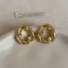 Brincos Metálicos Ovais Vazados Plissados Irregulares para Mulheres, Versáteis de Nicho, Moda de Luxo Leve, Brincos da Moda