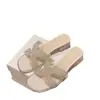 Use com Chinelos de Bico Quadrado, Sapatos Transparentes Antiderrapantes, Sandálias Combinando com a Cor, Slip-Ons Elegantes, Sandálias Anabela Casuais de Verão 2024