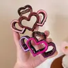 Pinza para el pelo, rosa, morado, diseño de corazón, material plástico