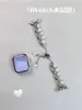 Correa metálica con incrustaciones de piedra ojo de gato blanca para Apple Watch, adecuada para el verano, compatible con Apple Watch s10 y Xiaomi 10