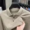Suéter de punto de manga larga para hombre al por mayor transfronterizo, camisa base delgada de mezcla de lana con cuello para primavera y otoño para hombres de mediana edad