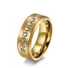 Fabricante de suministros de joyería de Amazon anillo de acero inoxidable chapado en oro de 18K para boda y compromiso para hombre y mujer anillo sencillo con incrustaciones de diamantes