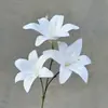 Flor artificial de lirio de 3 cabezas, flor de seda, material floral para bodas, flor artificial para hotel y restaurante, flor artificial de lirio con tacto realista en cinta