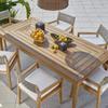 Mesas y Sillas Modernas de Exterior de Madera Maciza Anticorrosivas de Teca Impermeables Protector Solar Patio Villa Diseñador Muebles de Jardín Terraza