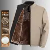 Chaqueta cálida de otoño e invierno del fabricante para hombres de mediana edad y mayores, forrada de polar, gruesa, corte holgado, abrigo de abuelo