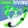 Equipo de Máscara de Buceo de Silicona para Miopía de Adulto Set de Dos Piezas para Snorkel Anti-Asfixia Agua Snorkel Completamente Seco Máscara de Natación