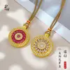 Brújula de Girasol Colgante Completo de Diamante Arena Oro con Carácter de Fortuna Tachonado de Diamantes Corona de Cristal, Tendencia Nacional Colgante de Lujo Ligero