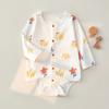 Roupa de Bebê Recém-Nascido para Soltar Pum Primavera e Outono Manga Longa Roupa de Coelho Algodão Puro Super Fofa Roupa Triangular de Engatinhar Macacão de Bebê