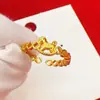Anel de Ouro de Areia Vietnamita para Mulheres, Anel Aberto do Signo de Cavalo, Joias de Ouro de Imitação para Atacado