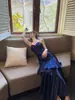 Vestido de Noche Azul Modelo Nuevo 2026 Vestido de Sirena con Tirante de Volante Nicho Cumpleaños Ceremonia para Adultos