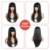 Peluca europea y americana de estilo transfronterizo, larga, recta, ligeramente ondulada, con capas y flequillo, disponible para venta al por mayor desde el fabricante