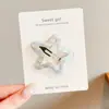 Pinzas para el pelo de tela con forma de estrella para niñas, diseño de cuadros azul fresco, pinzas para el pelo infantiles para arreglar el flequillo y accesorios para el cabello