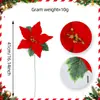 Flores artificiales transfronterizas de Amazon, decoraciones premium, flores decorativas navideñas rojas de terciopelo artificial, flores decorativas navideñas