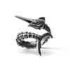 Anillo de pez pequeño de moda retro creativo anillo de plata tailandesa marea año tras año apertura de pez anillo de tiburón fabricantes