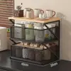 Estante de Almacenamiento de Escritorio Cafetera Bolsita de Té Portavasos Tipo Cajón Cesta de Almacenamiento a Prueba de Polvo Encimera Mesa de Comedor Armario Estante de Almacenamiento