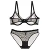 Ropa interior sexy ultradelgada para mujer, pecho pequeño, push-up, aro de acero suave, malla de encaje transparente, traje de sujetador nuevo de verano