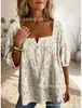 Top de Tirantes Cruzados Estampado de Nuevo Estilo con Botones, Camisa Cuadrada Elegante y Casual de Manga Corta para Mujer