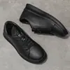 Tênis de borracha com sola plana, cabedal de couro superfino, respirável, sapatos casuais de couro, tênis brancos, tênis de corrida esportivos transfronteiriços, sapatos masculinos