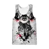 Chaleco Casual de Verano para Hombre Holgado a Cuadros Estampado de Tatuaje Digital 3D para Hombre Top sin Mangas de Cuello Redondo Venta al por Mayor