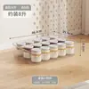 Caixa de armazenamento transparente simples feita de material PP, grande capacidade, para bancada da cozinha, uso doméstico, com alça e tampa