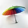Guarda-chuva de Vento Reto para Negócios 16 Varetas Ampliado à Prova de Vento Arco-Íris para Deslocamento Uso Duplo Sol e Chuva Guarda-chuva de Presente Publicitário Imprimível
