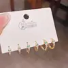 2025 Nuevos Pendientes Geométricos de Ojo de Serpiente con Circonita Juego de Tres Pares Estilo Coreano Gama Alta Set de 6 Piezas