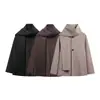 Moda femenina europea y americana transfronteriza AliExpress superventas bufanda casual de mezcla de lana abrigo corto chaqueta