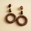 Pendientes de Corazón de Madera Color Café Transfronterizos Europeos y Americanos, Pendientes Estilo Retro Maillard, Pendientes de Diseño de Nicho para Mujer