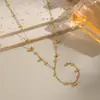 Moda Minimalista Estilo Ins Influencer Europeo y Americano Collar con Colgante en Forma de Y de Bola Redonda de Acero Inoxidable Oro de 18K Accesorio de Alta Gama