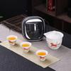 Dehua jade graso de oveja juego de té de viaje traje una tetera tres tazas elaboración de té chino portátil con tapa tazón camping al aire libre taza exprés
