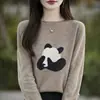Suéter de tricô jacquard retrô francês transfronteiriço para mulheres, novo modelo 2025, gola redonda, manga longa, suéter base quente, estiloso e versátil