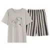 Pijama de Verano para Hombre, Algodón Puro de Manga Corta con Estampado de Dibujos Animados, Algodón Fresco para el Verano, Se Puede Usar Afuera, Conjunto de Ropa para el Hogar para Niños