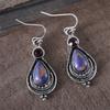 Aretes colgantes de gota de agua de topacio púrpura incrustado personalizado de estilo europeo, exquisita moda antigua, creativos