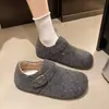 Colección de invierno 2026: Pantuflas de felpa estilo Birkenstock para mujer, versátiles, engrosadas y forradas de polar para mayor comodidad, diseño fácil de poner, zapatos cálidos de algodón y mocasines para mujer