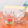 Juego de Vidrio Transparente para Desayuno en Casa Taza de Leche Taza de Té con Flores Juego de Dos Piezas Como Regalo de Evento Impresión