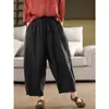 Pantalones Anchos de Algodón y Lino Estilo Retro para Mujer, Nuevo Estilo Verano 2025, Corte Holgado, Pantalones Casuales Adelgazantes, Pantalones Cortos de Lino Versátiles de Cintura Alta