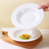 Plato de cerámica blanco puro, sencillo, con forma de sombrero de paja, para sopa, de cerámica occidental, para el hogar, para salah, para hotel y restaurante.