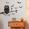 Novo Halloween halloween054 Black Owl Branch Bat Home Adesivo de parede decorativo
