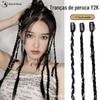 Peruca Dreadlock Tranças, Estilo Celebridade da Internet, Tranças Boxeadora Y2K, Tranças de Três Mechas, Estilo Doce e Descolado