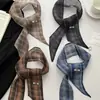 Pañuelo Pequeño de Lino a Cuadros Estilo Retro para Mujer Nueva Colección Primavera Verano 2026 Versátil Decorativo Pañuelo Pequeño Cinta Serpentina Multifuncional