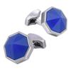 Nuevos en stock, moda transfronteriza, gemelos de camisa francesa con gema de jade azul de ocho lados en punta para hombre, gemelos de traje avanzados