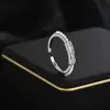 Anel aberto de ouro real banhado com zircônia incrustada, temperamento, design de nicho feminino, anel de pérola, anel para dedo indicador versátil, atacado