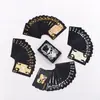 Set de Naipes Mágicos Impermeables Negro Dorado, Baraja de Juego de Cartas de Póker Esqueleto, Set de Caja de Accesorios Mágicos, Set de Regalo de Juego de Mesa