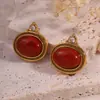 Pendientes de titanio y acero con perlas transfronterizos europeos y americanos, pendientes de acero inoxidable 316 impermeables de oro de 18k, accesorios vintage de estilo corte para mujer