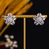 Brincos de Design de Ponta Floco de Neve com Zircônia Inserida com Zircônia, Super Brilhantes, Luxuosos, Elegantes, Exquisitos e de Alta Classe