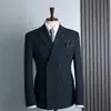 Traje de Doble Botonadura 2026 Ropa Formal para Hombre Traje de Moda Británica Chaqueta Casual de Negocios Parte Superior Vestido de Boda Hombre